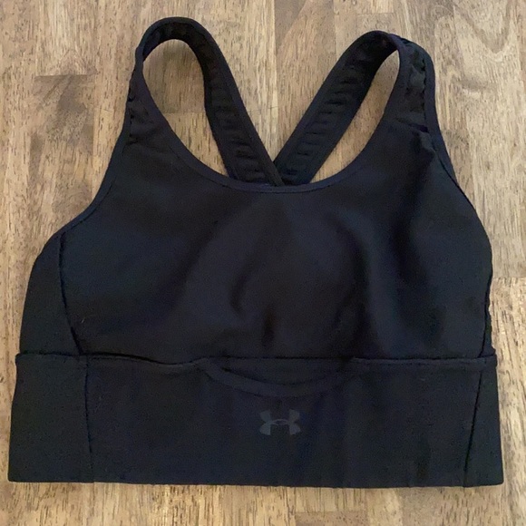 Under armour black sports bra with an adorable pocket in front. - Picture 2 of 8